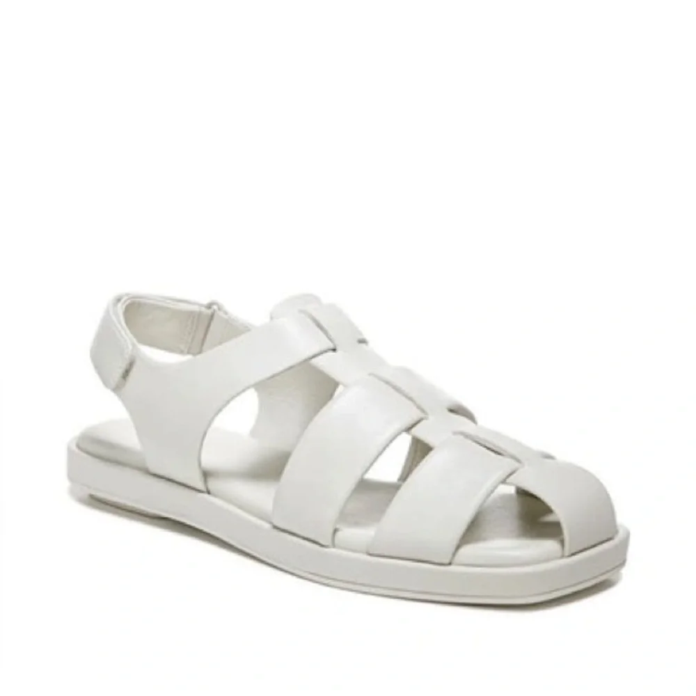 Vince Rava Leather Fisherman White Strappy Sandals 9.5 - Picture 2 of 13